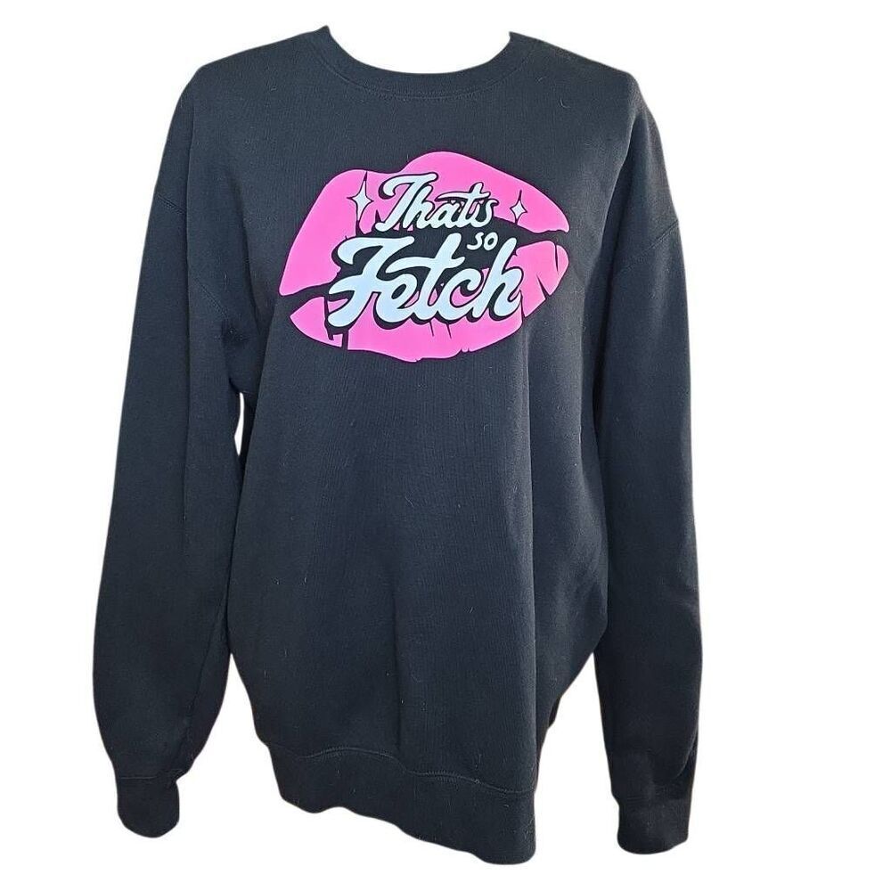 Mean Girl's Women's Size Medium Black Pink Lips That's So Fetch Sweatshirt
